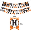 Basketball happy birthday banner with orange ball patterns and size labels for party decor - Fishtail Banner / 13x18cm