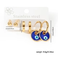 Ensemble de 3 paires de boucles d'oreilles en acier doré avec pendentifs œil bleu - Disque Rond Œil