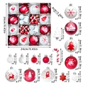 44-piece red and white Christmas tree ornament set with assorted shapes and size markings - MJXK46-22Y