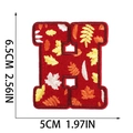 Detailed size view of embroidered letter H patch featuring autumn leaves in 6.5cm x 5cm - Letter H
