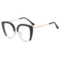 Chic cat-eye anti-blue light glasses frame with black and gold mixed-metal finish - Style C1 / Black Gold