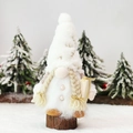 Gnomo de Navidad nórdico blanco de peluche con caja de regalo dorada y base de madera - Gnomo con Caja de Regalo