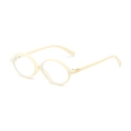 Occhiali ovali Y2K bianco latte con dettagli in metallo dorato stile vintage - Bianco Sporco