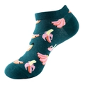 Dark green low cut ankle socks featuring a stylish pink and yellow banana print pattern - One Size (36-44) / C47 Dark Green Banana