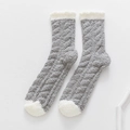 Women fluffy fleece warm socks thick winter cozy home sleep floor socks grey white 1pair - One Size (35-42) / Light Gray