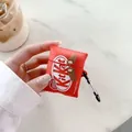 KitKat style red silicone protective case for AirPods with black carabiner hook - Nestlé + Carabiner / AirPods 1/2 Gen