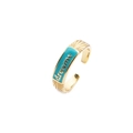 Anello regolabile placcato oro con smalto verde e incisione dream da donna - Aperto Regolabile / Blu
