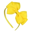 Handmade yellow grosgrain ribbon bow headband for girls with durable plastic base - Yellow