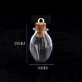 Mini tear-shaped glass bottle with cork stopper and metal ring, size 25mm x 16mm - Transparent Oval Vase + Eye Pin Cork