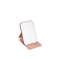 Portable folding vanity mirror with a soft pink PU leather protective cover - Small / Pink