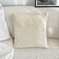Creamy white square pillowcase with premium popcorn texture fabric for home decor - No Insert / Beige