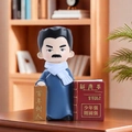 Resin cartoon scholar figurine pen holder with blue robe and motivational plaques - Lu Xun Figure Pen Holder (2104-60 Lu Xun)