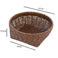 Dark brown hand-woven fruit basket in rectangular shape, walnut color, size 27x19x9.5 cm - W330 Dark Brown Large Basket / Length 27cm Width 19cm Height 9.5cm