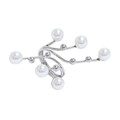 Silver geometric organic branch ring with white pearls in a modern creative design - One Size / Silver