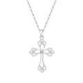 Collana croce in argento S925 con nodo celtico e pietra centrale in zircone cubico - Argento