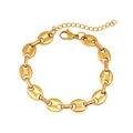 18K gold-plated coffee bean link bracelet with lobster clasp and adjustable chain - Gold Color 9mm Bracelet