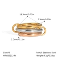 Detail of tri-color interlocking stainless steel rings in gold, silver, and rose gold - US 8 / Gold Silver Rose Gold Tri-color Interlocked Style (YYR025212-M)