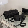 Large black waterproof nylon sports gym bags in two sizes with adjustable shoulder straps - Large / Black