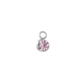 Detail of pink birthstone charm in silver setting with open jump ring for DIY jewelry - Light Pink