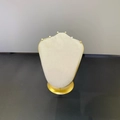 Cream velvet necklace display stand with gold metallic base for luxury jewelry presentation - Necklace Bust Round Base