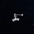 Macro shot of silver crown pendant stud earrings with sparkling cubic zirconia on black velvet - Steel Color-Crown Dangle