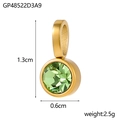 Detail view of 1.3cm green birthstone pendant with gold frame and size specifications - Gp48522d3a9 (13cm*0.6cm)