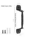 Retro black cast iron door handle set with mounting screws and dimension details - 7930 Vintage Carved Door Handle