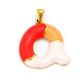 18k gold plated stainless steel letter A pendant with red and white enamel for necklaces - Letter Q (Single Pendant)