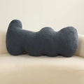 Modern wavy accent pillow in dark grey teddy velvet fabric for minimalist home decor - 96*50cm/1.3kg / Fog Blue Wave Pillow