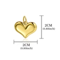 Polished golden heart pendant charm with 2cm dimensions for DIY jewelry making - Full Golden Heart (A0003301)