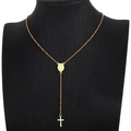 Collana rosario con perle rosse, medaglia della Vergine Maria e croce dorata - Rosso (KN226274-HDJ)