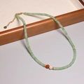 Green tourmaline beaded necklace with S925 silver tag and rainbow gradient design - XL0083 Green Beaded with S925 Tag