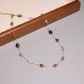 Minimalist gold necklace with 2mm natural gradient tourmaline beads and lobster clasp - XL0073 Gold Chain with Multi Color Stone