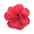 Detailed view of a 7cm pink bubble crepe handmade flower accessory on a white background - Watermelon red