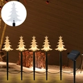 Estacas solares de árbol de Navidad con luces LED cálidas para decoración de jardines - Árbol de Navidad con Estrella Solar (5 en 1 Blanco Cálido)