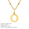 14K gold plated stainless steel beaded necklace featuring a minimalist letter O pendant - Letter O / Gold