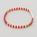 Tila Perlen Stretch-Armband mit rot, weiß und gold farbblockierenden Fliesen - Rot/Weiß/Gold