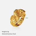 Irregular lava texture gold stainless steel ring with 18mm diameter and 8.9g weight - Artistic Lava Style (YHTSR-2501188)