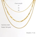 Dettaglio delle collane multistrato in acciaio inossidabile placcato oro 18K con lunghezze - Collana a Tre Strati