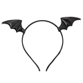 Close-up of black glossy bat wing headband accessory for Halloween and cosplay - Black Bat
