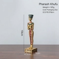 Golden Egyptian Pharaoh Khufu statue figurine with colorful resin detailing, 19cm height - Egyptian Pharaoh Khufu Standing Statue