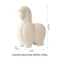 Minimalist matte white ceramic horse sculpture in a bowing pose for home decor - Lowered Head Style / White