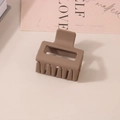 5cm square matte hair claw clip in dark beige minimalist hollow rectangle design - Bulk Packaging / Dark Brown Coffee