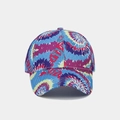 Detail of vibrant rainbow tie-dye baseball cap with structured panels and curved brim - Electric Blue Purple Magenta Tie-Dye (6#)