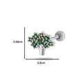 Silver tree cartilage stud earring with green zircons measuring 0.68cm by 0.8cm - 4# Silver (Tree Style)