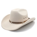 Classic cream western cowboy hat with star studded decorative band and metal eyelets - M (56-58cm) / Beige