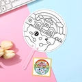 Kids DIY doodle coloring fan with cartoon house and rainbow patterns for creative art play - Beautiful Earth