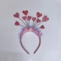 Pink heart headband with glitter accents and colorful tassels for Valentine parties - No. 4 Pink Heart Headband