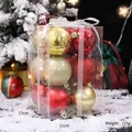 12-pack red and gold Christmas ball ornaments in a 17cm transparent gift box with ribbon - Gold Red