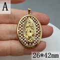 Detalle del colgante Virgen de Guadalupe en oro con circonitas, tamaño 26x42 mm - A-Oval Guadalupe
